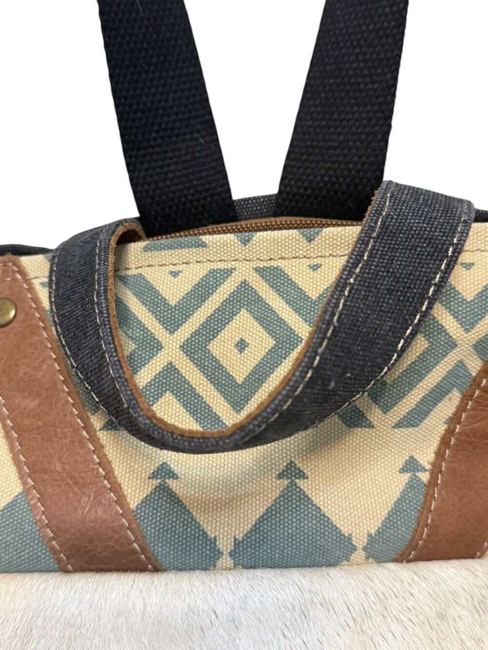 Le Miel Backpack Canvas Suede Denim Bag ChillX size LARGE Western EUC - Picture 4 of 13